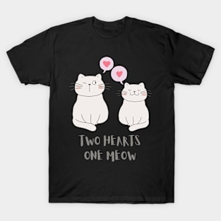 Two Hearts One Meow - Cat T-Shirt